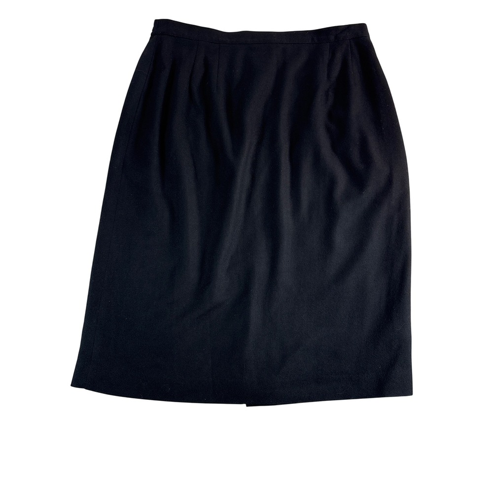 Vintage Susan Bristol Black Lambswool Pencil Skirt Made in USA Size 14